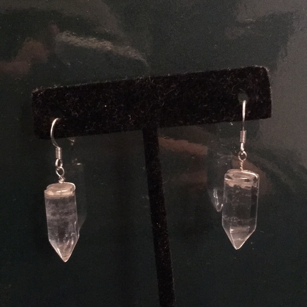 Natural Quartz Crystal Point Earrings